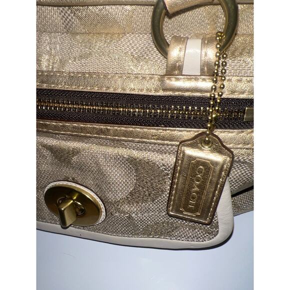 Coach Metallic Gold Bonnie Linen Lurex Satchel Bag 13502 - Picture 15 of 15